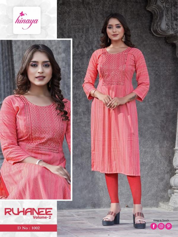 Hinaya Ruhanee Vol 2 New Fancy Designer Kurti Collection